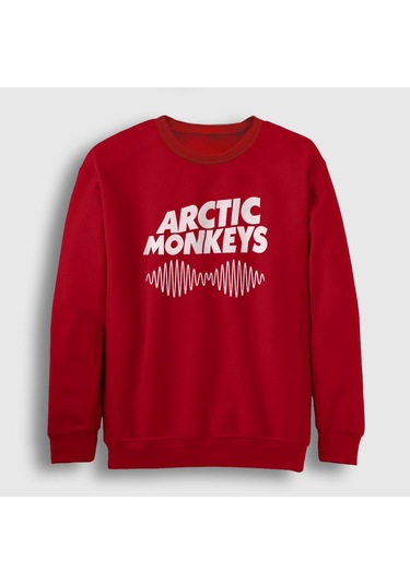 Presmono Unisex Cover Arctic Monkeys Sweatshirt Kırmızı