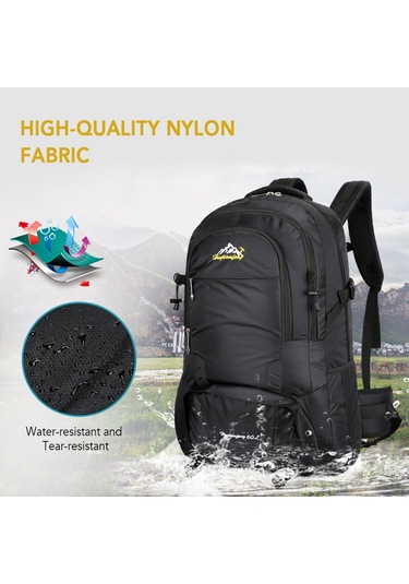 Lemestar Outdoor Spor Çanta Su Geçirmez Dayanıklı Büyük Kapasiteli Dağcılık Kamp Trekking Sırt Çantası Mavi 1768 Çok Renkli