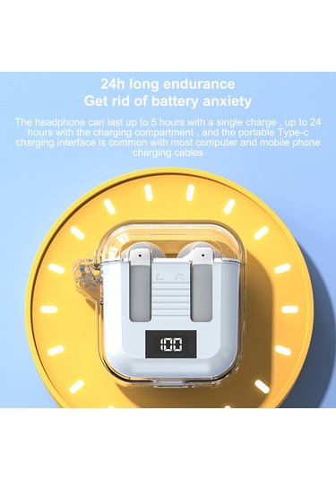 Jeemson Pink Tm90 Bluetooth 5.3 Kulak İçi Kulaklık, 13mm Hoparlör, 5 Saat Müzik Süresi, Enerji Verimli, Pil Göstergeli, Transparan Şarj Kutusu