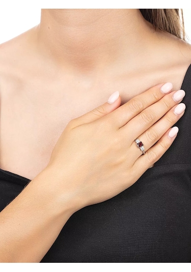 Serebranyj Dom Doğal Garnet Taşlı Gümüş Yüzük 173097540 Gri