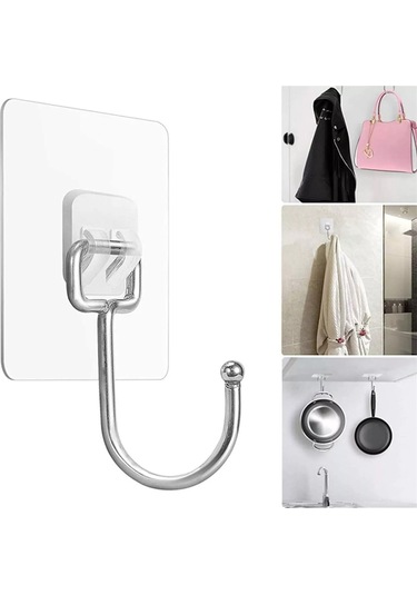 Honmex 7x7cm Süper Güçlü Akrilik Zımba - Yerleştirme Olmadan 44 Lbs Taşıyor, Rustsuz, Banyo/mutfak Uygun 20 Adet Şeffaf