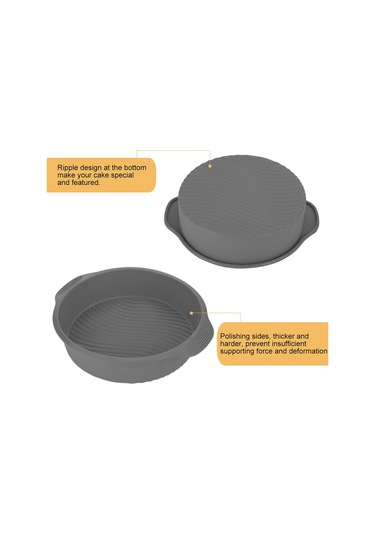 Ximistore9 9 İnç Yuvarlak Silikon Kek Kalıbı Gri - Yüksek Sıcaklık Dayanıklı, Kolay Çıkarım, Dalgalı Taban Deseni Gri