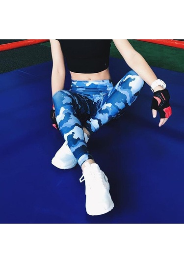 Dijital Kamuflaj Baskı Yoga Pantolon Hızlı Kuru Sıska Kadın Spor Tayt