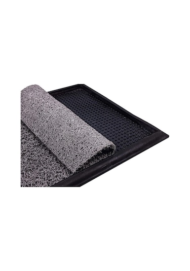 Hijyenik Plastik Paspas 60x80 Cm İçinde Kıvırcık Paspas Dahil Siyah