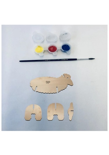 Ahşap Maket Hayvanlar Çocuklar Boyanabilir - Koyun Boya Setli