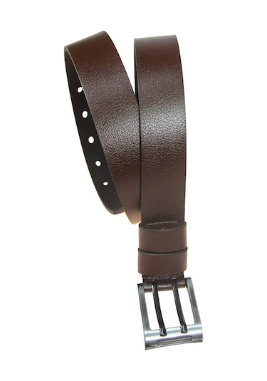 Hakiki Deri Erkek Çift Dilli Kot Kemeri 4,5 Cm Kahverengi