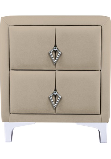 Harmony Silver Iki Çekmeceli Komodin- Yatak Odası Kumaş Döşemeli 2 Kapaklı Komodin Modeli Bej
