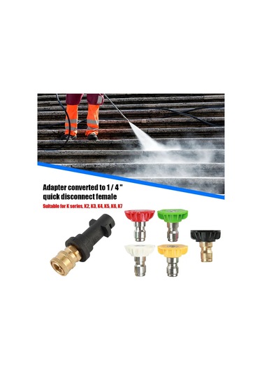 Basınçlı Yıkama Tabancası Adaptörü 1/4 Hızlı Adaptör + Karcher Uyumlu K2 K6 K7 İçin 5 Nozul