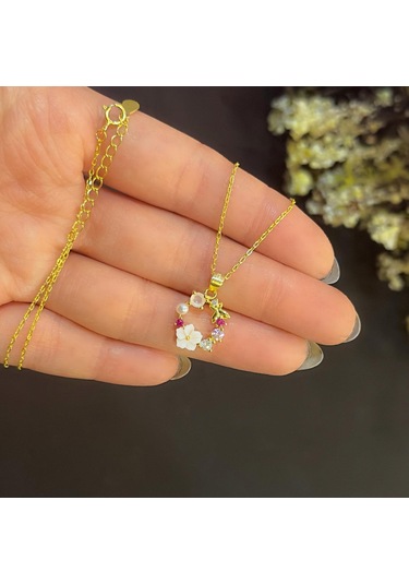 Stela Çiçek Gümüş Kolye Sarı