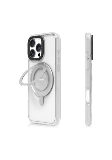İphone 16 Pro Max Uyumlu Kılıf Magsafe Özellikli Parmak Ring Standlı Youngkit Pivot Serisi Kapak Şeffaf