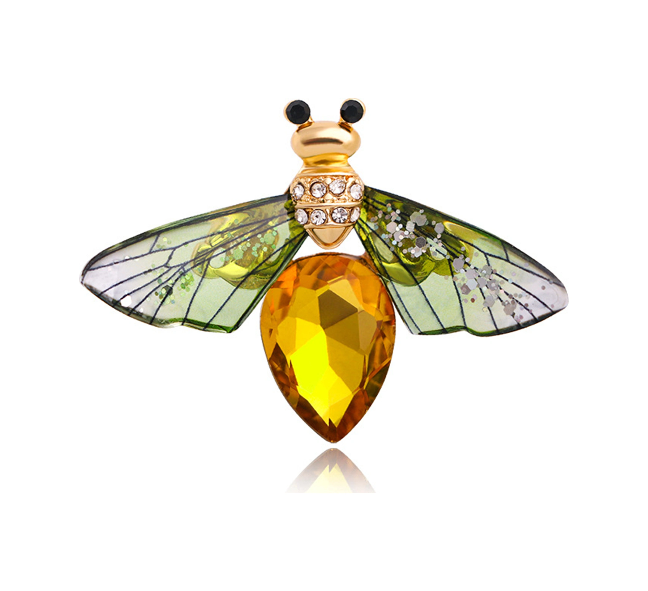 Lemestar Yeşil Yncp6120 Pınar Yapanı Bıçakçık, Yetenekli Böcek Desenli, Elmaslı Ve Kristal Takviye Edilmiş, Yüksek Kaliteli Alaşım Broş Yeşil