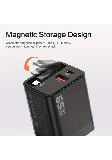 Topshop1 65w Usb C Şarj Aleti Siyah 3 Portlu Pd Hızlı Şarj Iphone Uyumlu 16 Macbook Pro Uygun Duvara Monte