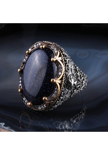 Fkgümüş 925 Ayar Gümüş Yıldız Taşlı El İşçiliği Erkek Yüzük Silver