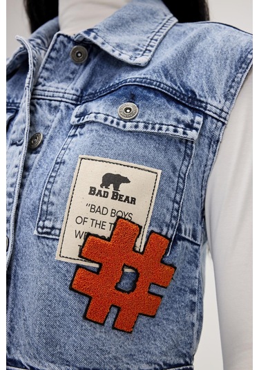 Joanne Blue Kadın Denim Yelek Mavi