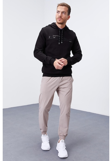 Tommy Life Siyah Kanguru Cep Standart Kalıp Kapüşonlu Erkek Sweatshirt - 87883 Siyah