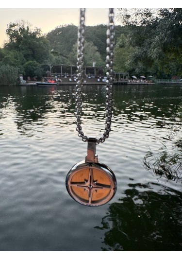 Gümüş Erkek Pusula Retro Tarz Paslanmaz Çelik Gemici Pusula Kolye