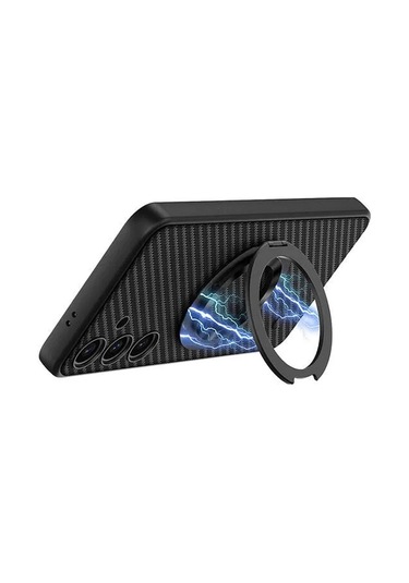 Galaxy Uyumlu S24 Wireless Şarj Özellikli Zore Kıpta Standlı M-safe Silikon Kapak 1