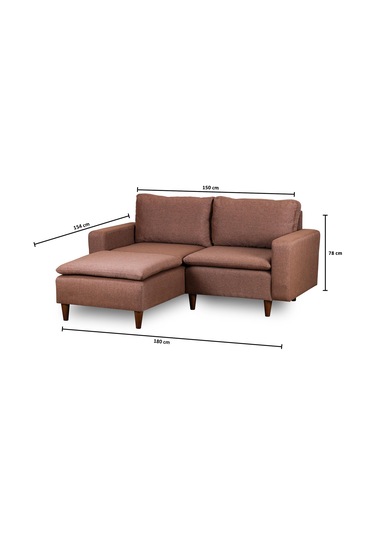 Lungo Modüler Mini Köşe Koltuk Takımı L Koltuk - Açık Kahve Keten Kahverengi