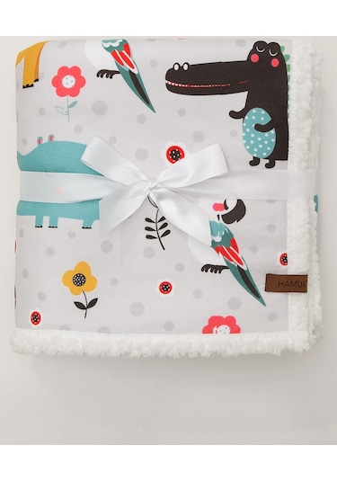 Fluffy Bebek Battaniyesi 80x100 Cm Animal Kundak Puset Çift Taraflı Koyun Tüyü Battaniye