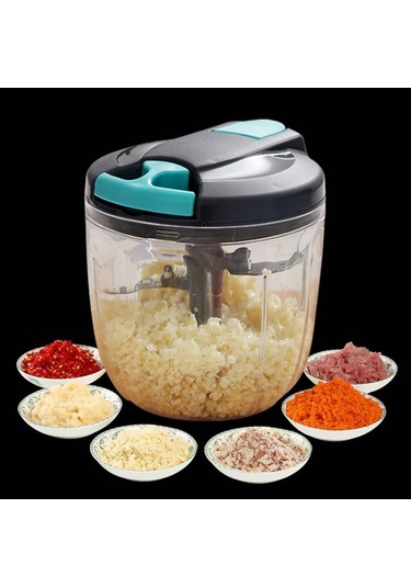 Youmex Manuel Sarımsak Dilimleyici, Biber Ve Soğan Ezici - 900ml Büyük Hacimli, 5 Bıçaklı Ve Karıştırıcıyla Donatılmış, Sürekli Kullanım Dayanıklı Mutfak Aleti Gri Gri