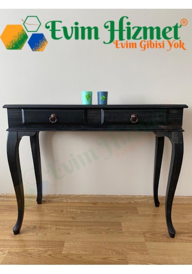 100 Cm Çekmeceli Siyah Eskitme Dresuar & Makyaj Masası Siyah