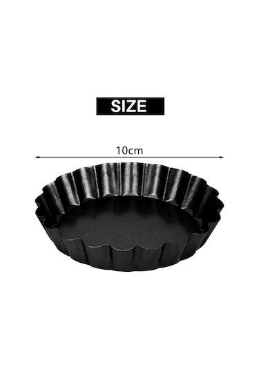 Xurunkeji 6'lı Tart Kalıbı Seti, Küçük Yapışmaz 4 İnçlik Kiş Kalıbı, Çıkarılabilir Tabanlı Karbon Çelik Kiş Kalıbı, Pişirme Ve Fırınlama İçin Siyah