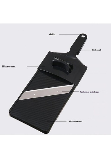 Createtech Japon Lahana Dilimleyici - Paslanmaz Çelik, Taşınabilir Dilimleyici - Çikolata, Peynir İçin Yeşil Siyah