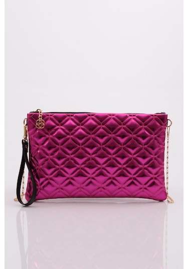 Dgn 4004 Kadin Baklava Dilimi Desenli Çanta 4004-2337-R13775 Fuşya