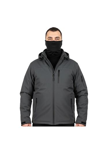 Mysia Outdoor Antrasit Soft Shell Mont Çift Kat Polarlı Antrasit