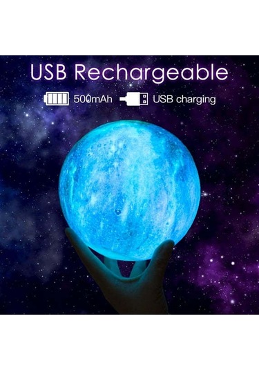 Vkemall 3d Ay Lamba, 5.9 İnç 16 Renkli Alev Işığı, Ev Dekorasyonu Odalar İçin, Çocuk/genç/yetişkin Hediyesi, Yıldızlı Gece Ambiyans Lambası Çok Renkli