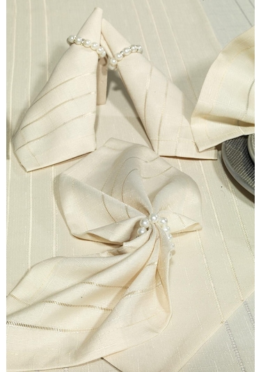 Atak Carmen 12 Kişilik Masa Örtüsü Yemek Sunum Takımı 26 Parça Ekru