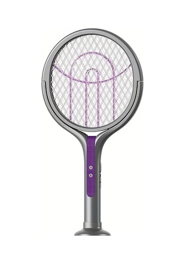 Boatshop1 Yeni Çok Fonksiyonlu Without Telescopic Rod Katlanabilir Usb Elektrikli Sinek Raket Döner Başlıklı İç Mekan Ofis Kamp İçin Mor Böcek Işıklı