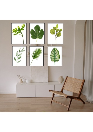 Modern Salon Ve Ofis Dekorasyonu 6'lı Botanik Poster Seti - 20x28 Cm Duvar Tablosu
