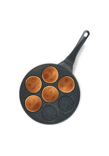 Thermoad Alüminyum Döküm Smile Emojili Pankek Tavası 28 CM Gri