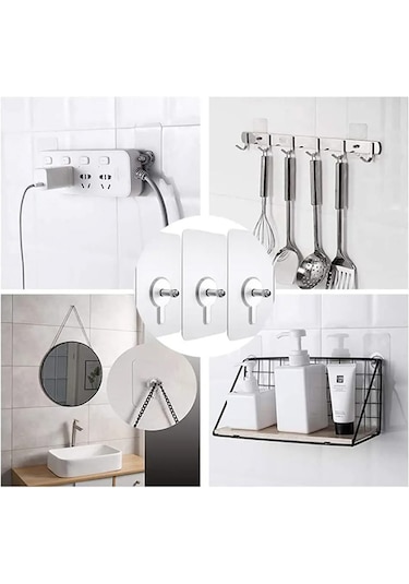 Güçlü Yapışkanlı 6mm Hanger Vidalı Askılık 1 Adet-al4263 Şeffaf