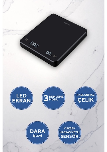 Kumtel V60 Dijital Dripper Ve Zamanlayıcılı Kahve Demleme Tartısı Hv60-02