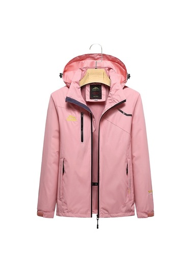 Kadın Açık Spor Tek Katmanlı Stormsuit Aşınmaya Dayanıklı Su Geçirmez Rüzgar Geçirmez Mont Pembe