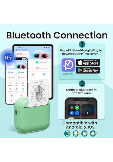 X6 Taşınabilir Mini El Etiket Yazıcısı Termal Baskı Bluetooth Etiket Makinesi Bej
