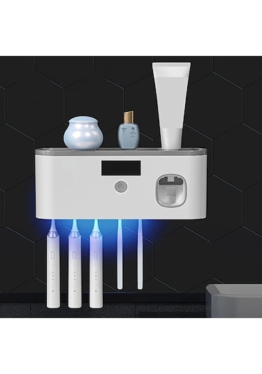 Oldfriend Gri Şarj Edilebilir Diş Fırçası Askısı, Kompakt Duş Depolama, Beyaz Gri