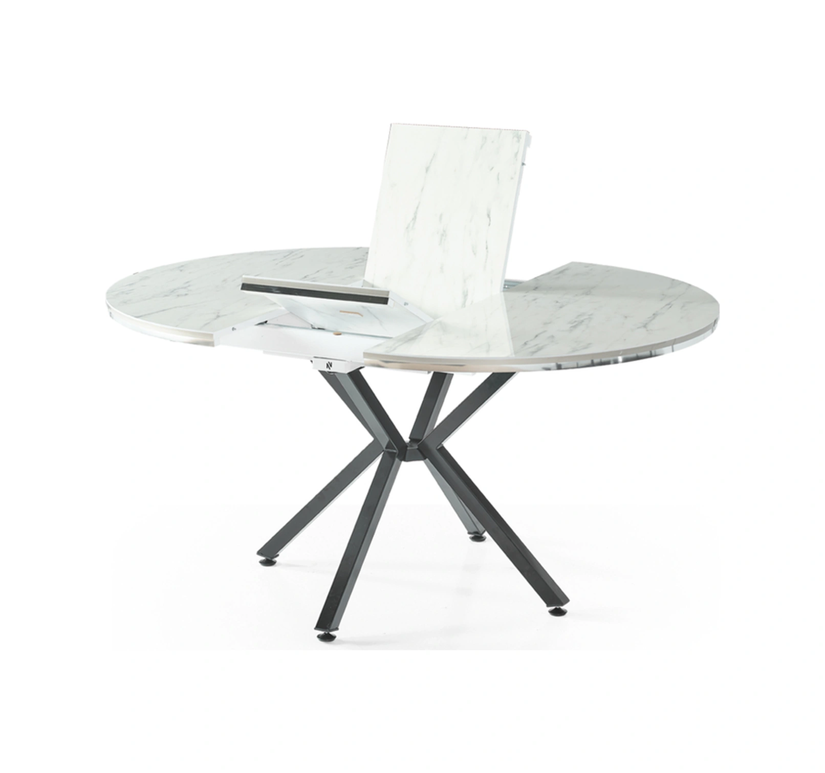 Dengema Zenit Plus Açılır Yuvarlak Masa Sandalyesiz Beyaz Mermer, Siyah Ayak, Ø120 160 Cm Beyaz Mermer - Siyah Ayak Dengema Zenit Plus Açılır Yuvarlak Masa Sandalyesiz Beyaz Mermer, Siyah Ayak, Ø120 160 Cm Beyaz Mermer - Siyah Ayak