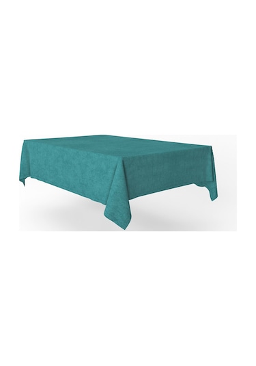 Kadife Dokulu Masa Örtüsü Turkuaz Rengi-648