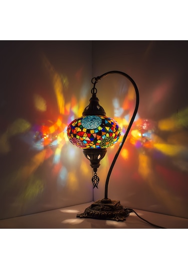 Dekoratif MASA ÜSTÜ MOZAİK LAMBA DEVE BOYUNU BAŞUCU LAMBASI