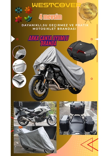 Volta Rs5 Motorsiklet Brandası Koruma Örtüsü Arka Çanta Uyumlu Gri Renk