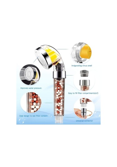 Primepickings Resim Olarak Zloog Biyo-aktif Taşlar Banyo Duş Başlıkları C Vitamini Limon Aroma Filtresi 2 Katlı Gri