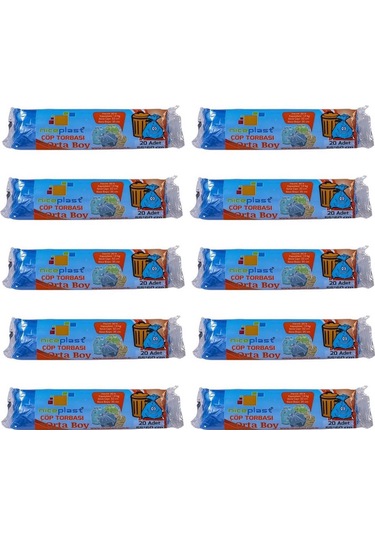 Niceplast Orta Boy Çöp Torbası Poşeti Mavi 30 L 10 x 20'li 55 x 60 CM