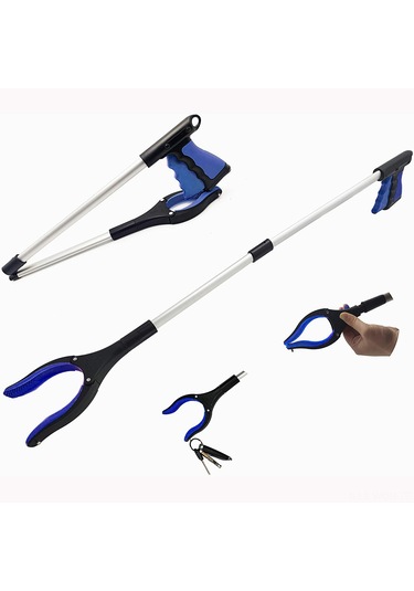 Neevoyu Alüminyum Boru Çekirdekli Çok Amaçlı Atık Toplama Aracı - Kolay Kullanım, 32 İnç Gümüş - Mavi