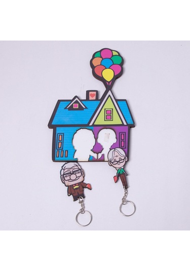 Yukarı Bak Carl Ve Ellie Kalpli Çift Anahtarlığı Ve Askısı-2604