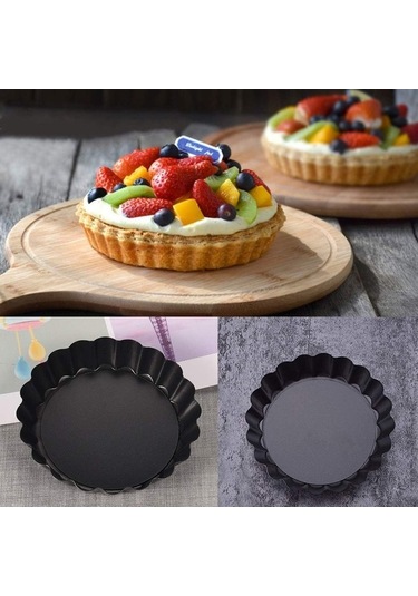 Besthome1 6 Adet 10 Cm Mini Tart Kalıbı, Çıkarılabilir Tabanlı, Anti Yapışkan Kaplama, Küçük Quiche Ve Tatlı Pişirme İçin Siyah Siyah