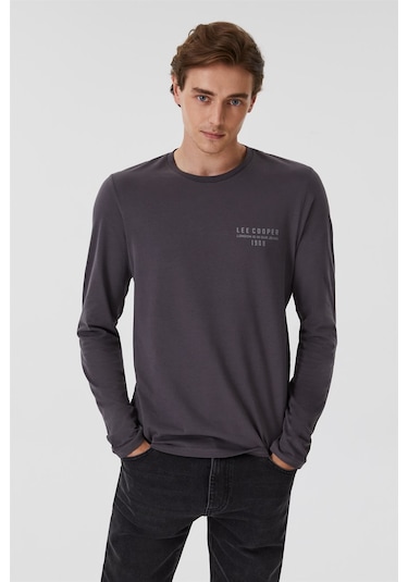Lee Cooper Renzo Erkek O Yaka Uzun Kol T-Shirt Antrasit-15358 Antrasit