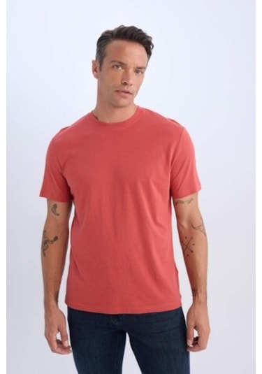 DeFacto %100 Pamuk New Regular Fit Bisiklet Yaka Basic Düz Kısa Kollu Tişört V7699AZ25SPRD33